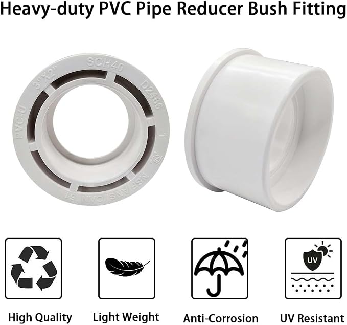 YSIL 6Pack 2" X 1-1/2" PVC Reducer Bushing Fitting | PVC Pipe Reducer Bush - Image 4