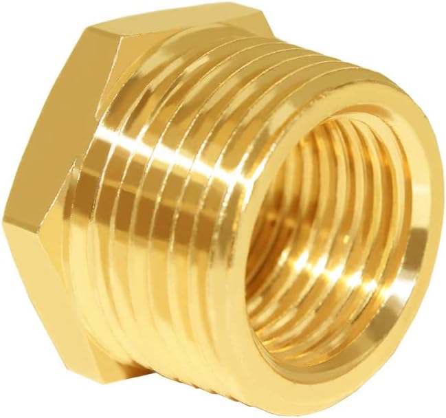 Hooshing 2PCS Brass Reducer Hex Bushing 3/4" NPT Male x 3/8" NPT Female | Heavy - Image 3
