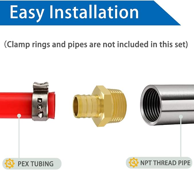Hooshing 5PCS Pex Fitting 3/4" Male NPT to 3/4" Pex Male Adapter | Heavy Duty - Image 2