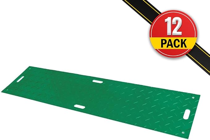 12 Pk 2' x 8' - 1/2" Thick Heavy Duty Green Ground Protection Mats - Easily - Image 2