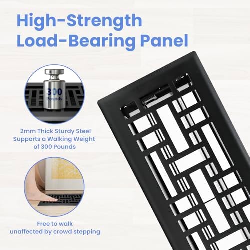 Howeall 4x12 Inches 2 Pack Heavy Duty Walkable Floor Register Easy Adjust Air - Image 2