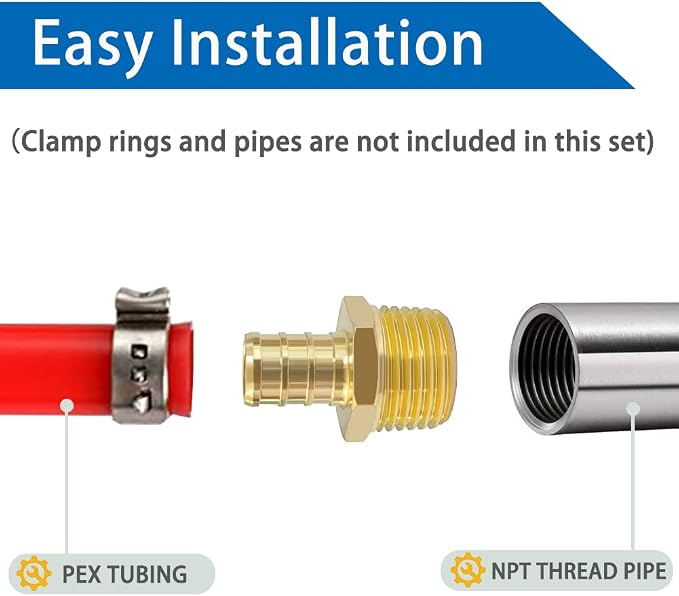 Hooshing 10PCS Pex Fitting 1/2" Male NPT to 1/2" Pex Male Adapter | Heavy Duty - Image 2
