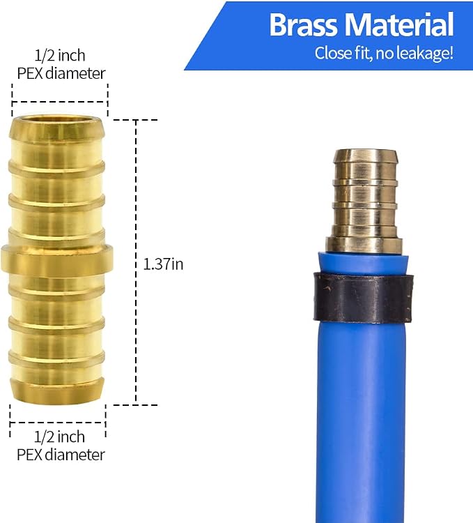 90pcs 1/2" PEX Fittings, Elbow TEE Straight Couplings Set, PEX Brass Crimp - Image 3