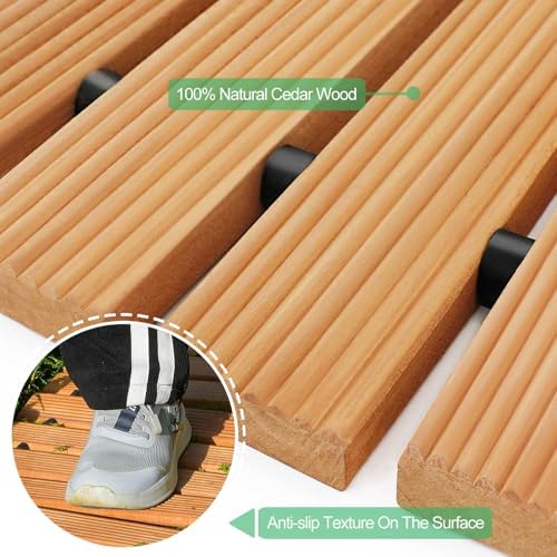 RELIANCER 8' Wooden Garden Pathway, Outdoor Roll Out Cedar Straight Walkway - Image 6