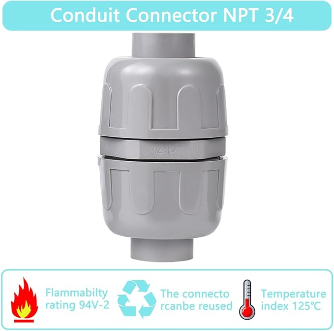 6 Pcs NPT 3/4 Inch Liquid Tight Connector Non-Metallic PVC Electrical Flexible - Image 4