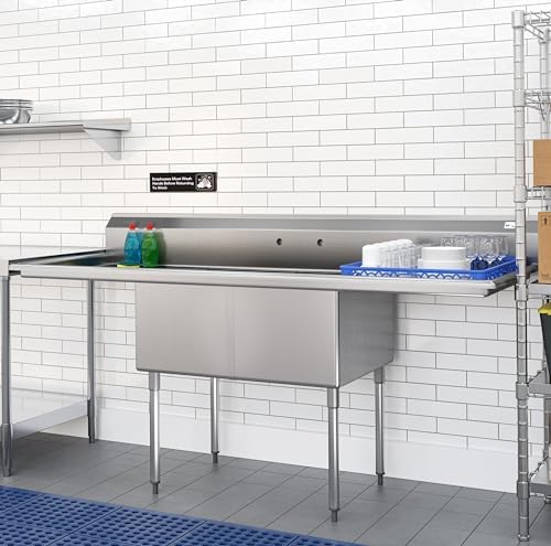 KoolMore 84 in. 18-Gauge 2-Compartment Commercial Sink - Image 5