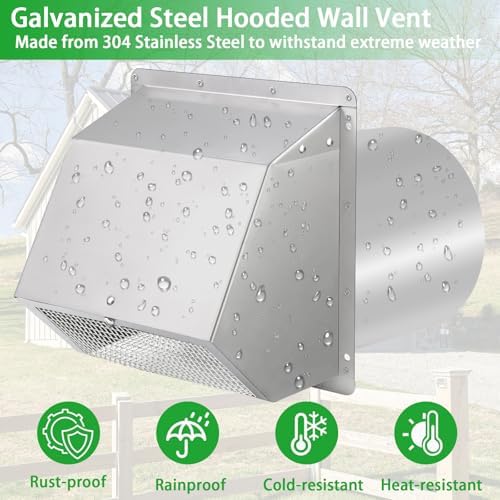 6 Inch Wall Vent Cover, Exterior Wall Vent Hood - Image 6