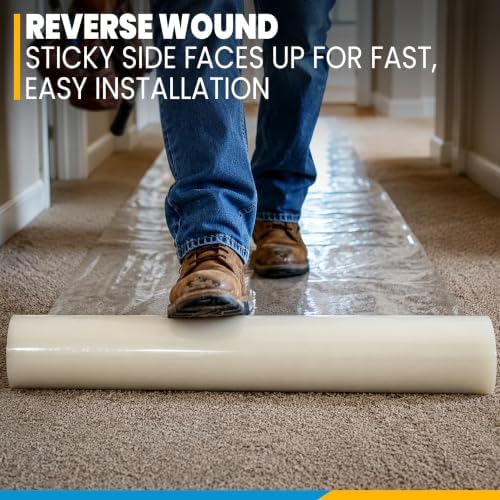 Zip-UP 24" x 50' Carpet Protection Film, Self Adhesive, Easy Installation - Image 3