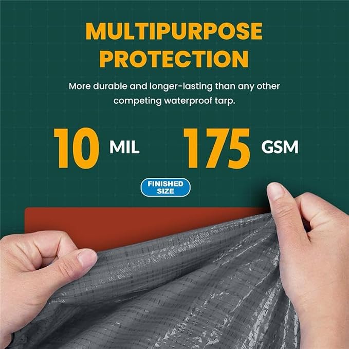 Tarp Cover 50X50 Silver/Black Heavy Duty Thick Material, Waterproof, RV Or Pool - Image 3