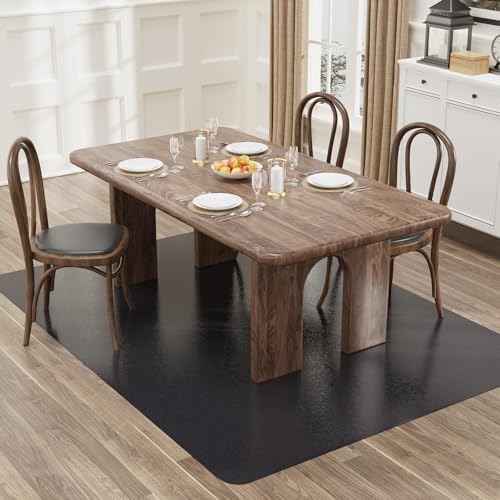 5'×8' Black Floor Mat for Under Dining Room Table, Durable Plastic Area Rug by BelleCosy