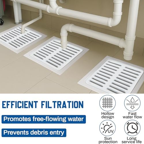 2 Pcs Cast Iron Porcelain Grate Floor Drain Cover 9-1/4" W x 9-1/4" L x 1-1/4h - Image 5