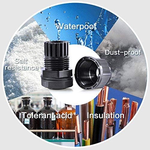 XHF 50 Pcs 3/8" IP68 Strain Relief Nylon Cord Grip Waterproof NPT Cable Glands - Image 5