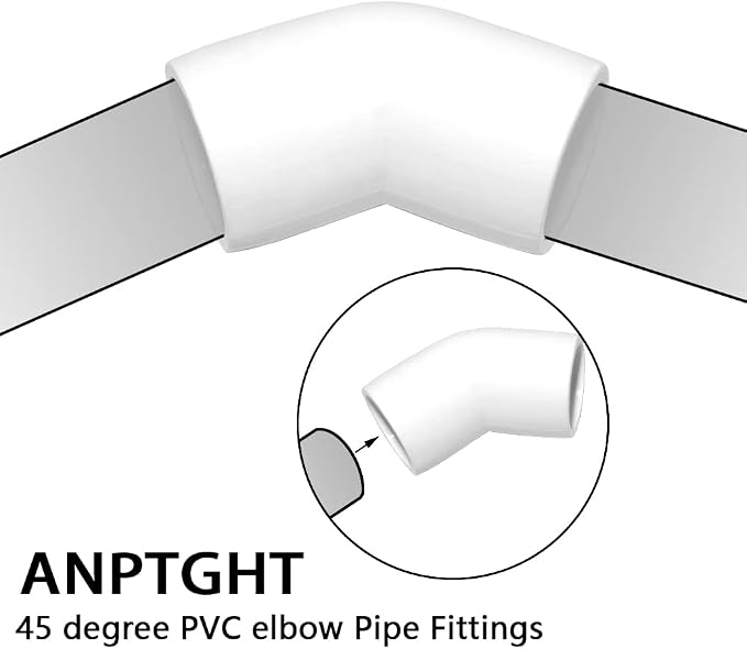 1" 45 Degree PVC Elbow Fitting, Furniture Grade 2 Way Right Angle Elbow Side - Image 4