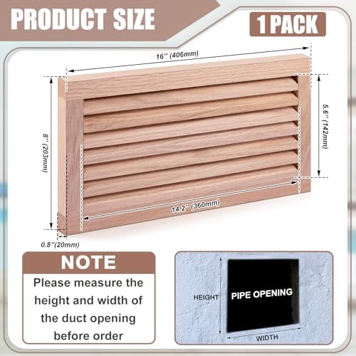 Weysat 1 Pcs 8 x 16 Inch Oak Hardwood Air Return Vent Cover Unfinished - Image 2