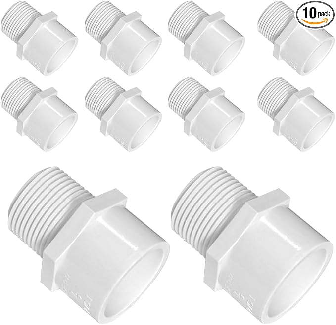 3/4 Inch White 2-Way SCH40 PVC Male Adapter Pipe Fittings， pipe fittings by DSYBJR