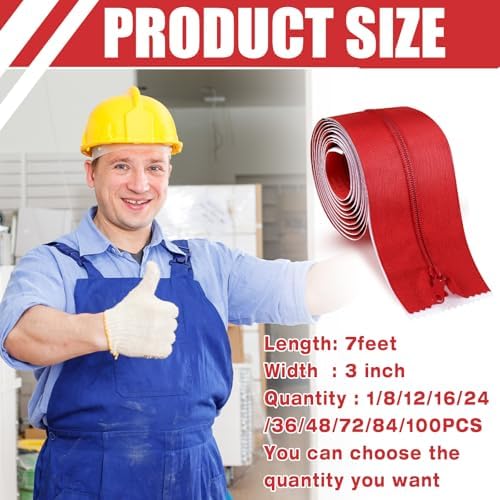 Tigeen 8 Roll Heavy Duty Zipper Door Dust Barriers 7 ft x 5 Inch - Image 2