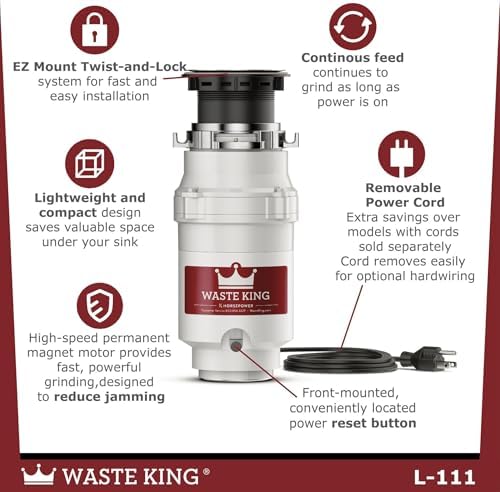 Waste King Garbage Disposal for Kitchen Sink - Image 4
