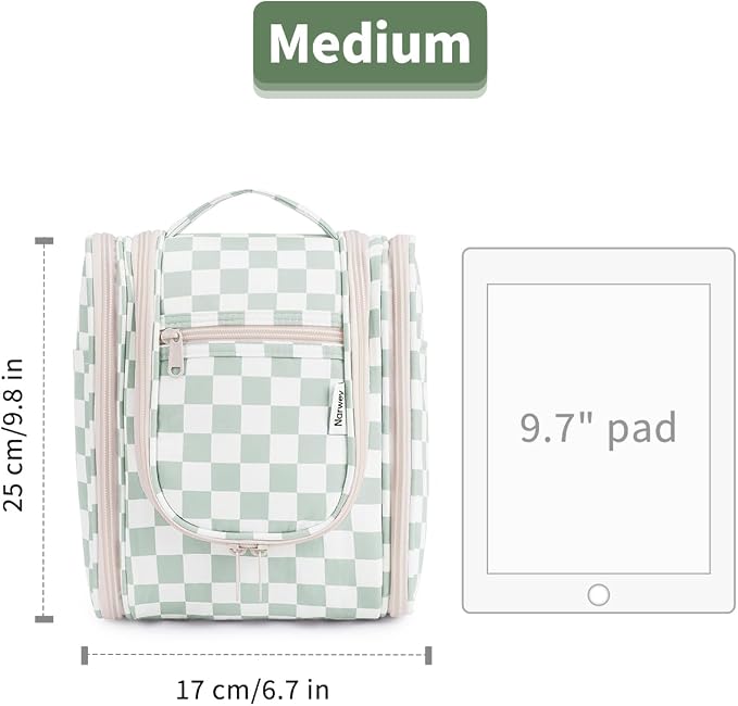 Narwey Small Checkered Hanging Travel Toiletry Bag - Image 7