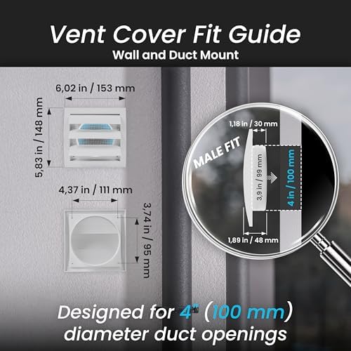 Repa Market ABS Plastic Black 4 Inch Dryer Vent Cover Outside, 4 Inch Exhaust - Image 2