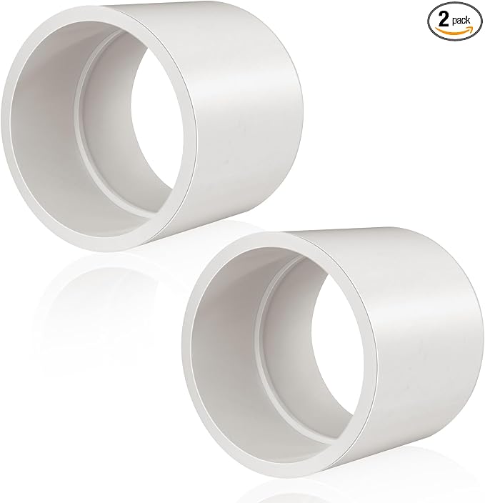 2Pcs White 4 inch PVC Coupling, Socket x Socket, Furniture Build Grade Sch40 by Boltigen