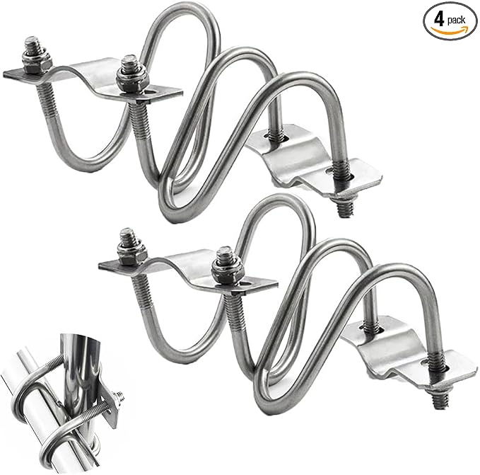 4 Pack Vertical Pipe Clip Cross Connector Clamp Mount OD 1‘’-1.2‘’ EMT Tube by Unknown