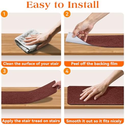 Stair Treads for Wooden Steps 10 PCS, Non Slip Stair Rugs Red - Image 5