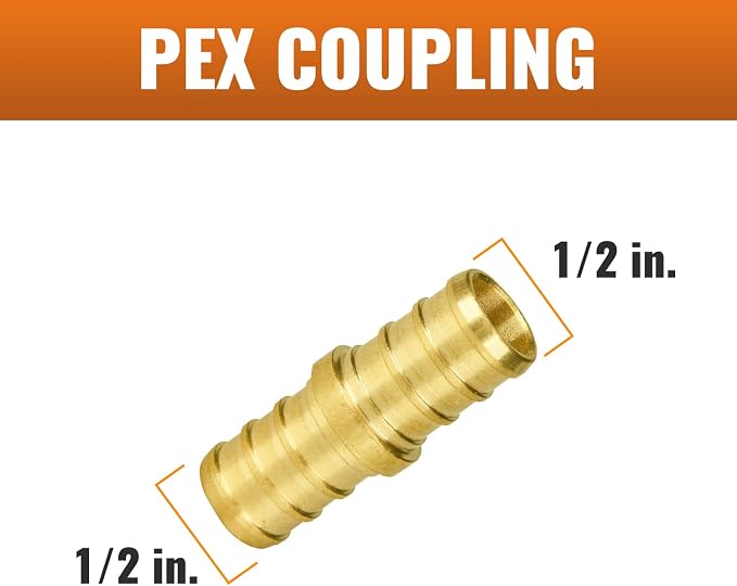 6-Pack 1/2 Inch PEX Coupling | Brass - Image 2