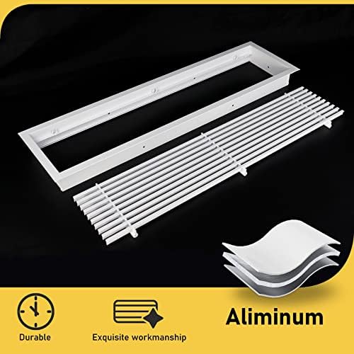 Linear Bar Air Grille 12" X 8", Aluminum Air Supply/Return Grilles, Easy Air - Image 3