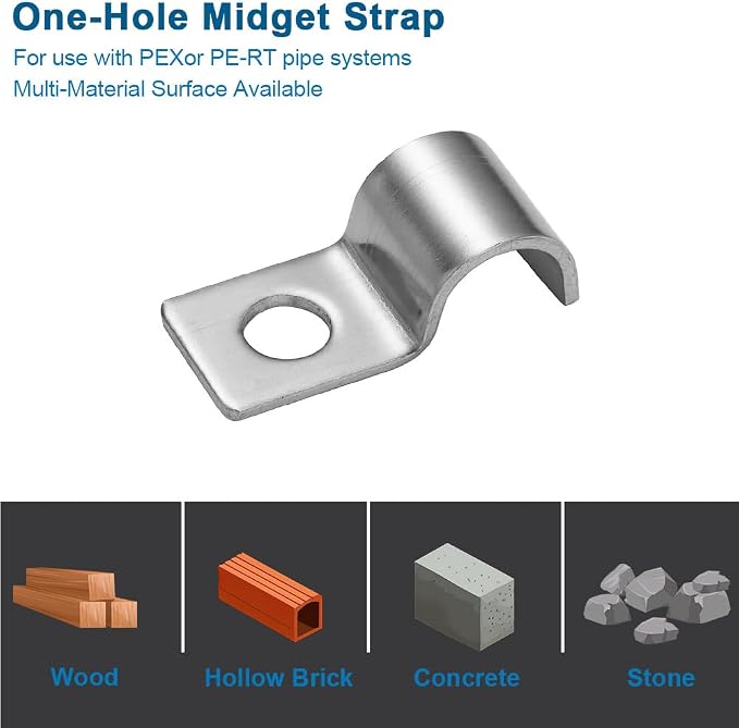Conduit Pipe Clamps, 304 Ss Pipe Mounting Brackets, Metal One-Hole P-Type Clips - Image 5