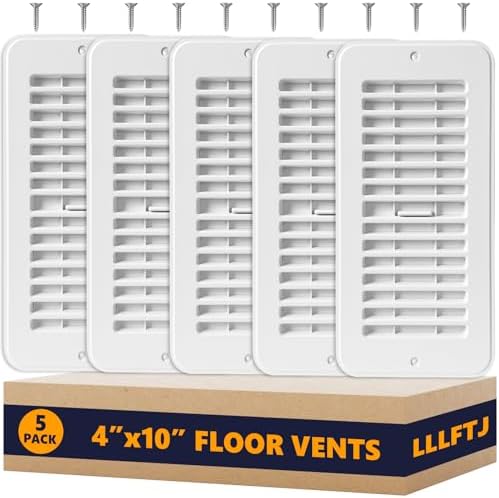 5 Pack Floor Vent Covers, Floor Register 4x10, Adjustable Plastic Vent Covers by Unknown