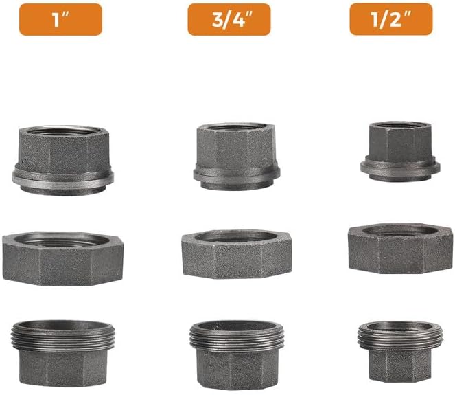 3/4" Pipe Fittings Union Home Expert 10 Pack Malleable Cast Iron Pipe Union | - Image 6