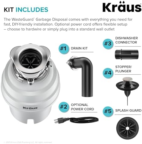 KRAUS WasteGuard 1 HP Continuous Feed Garbage Disposal - Image 4