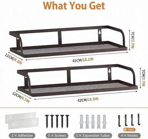 PUSDON 2-Pack 16.5" Extra Long Slim Hollowout Shower Caddy, Wall Mount Spice - Image 3