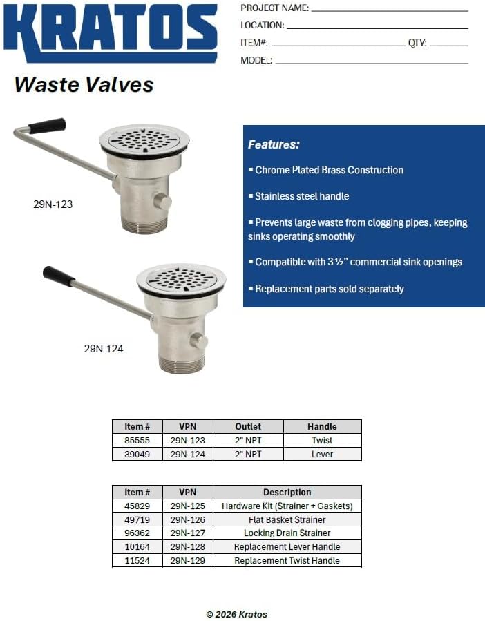 Kratos 3.5" Waste Drain Valve - Image 6