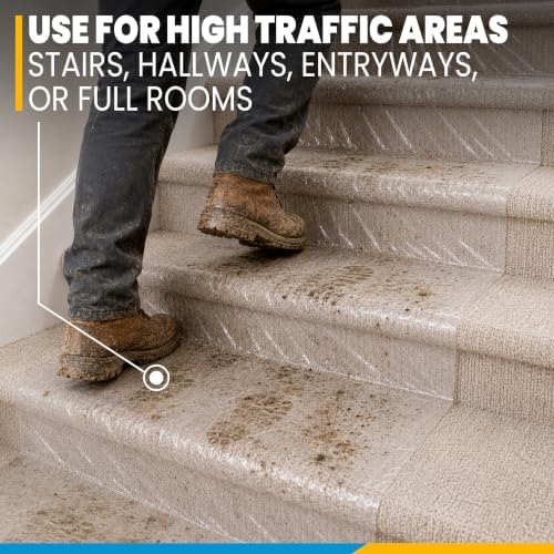 Zip-UP 24" x 50' Carpet Protection Film, Self Adhesive, Easy Installation - Image 4