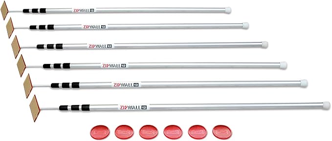 ZipWall SLP6 12 Foot Spring Loaded Dust Barrier Poles, 6 Pack, 3 mil - Image 2