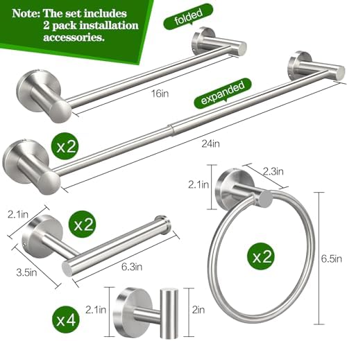 10pcs Brushed Nickel Retractable Bathroom Hardware Set - Image 7