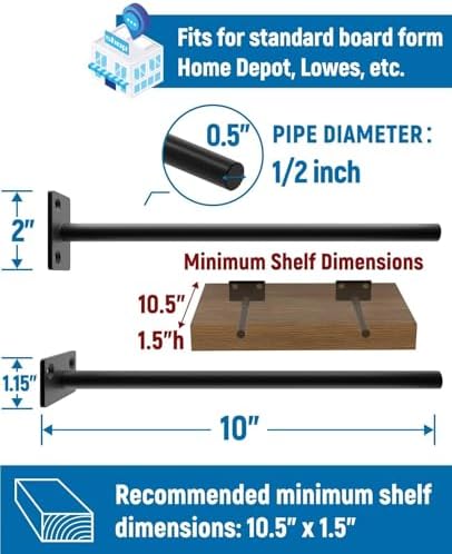 8-Pack 10 inch Floating Shelf Brackets, Hidden Shelf Bracket - Image 3