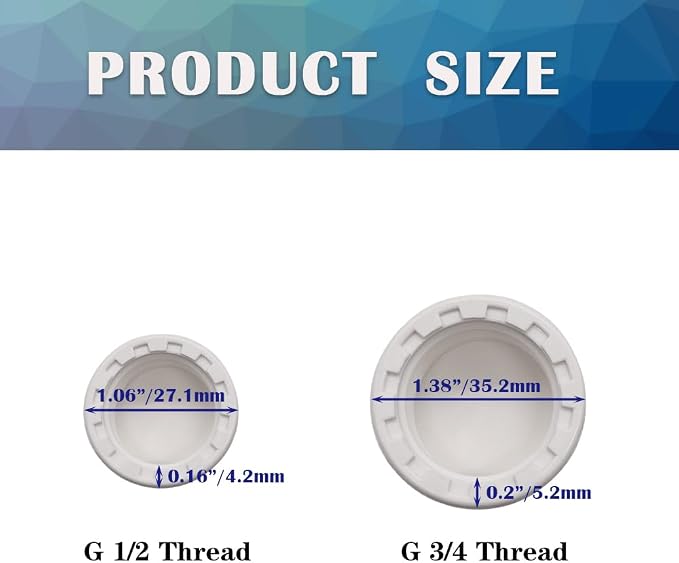 12PCS 1/2inch White PVC Female Thread Pipe End Cap Plug Adapter Sprinkler Caps - Image 2