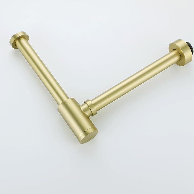 Brass Round Bottle P-Trap 1 1/4 Brushed Gold - Image 9