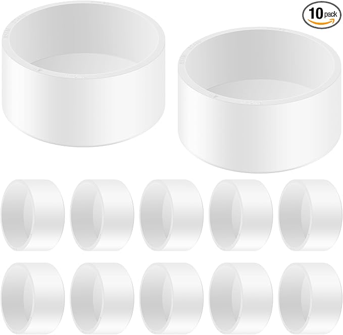10 Packs 4 Inch PVC Pipe End Cap, Fits 4.5 OD Schedule 40 Furniture Grade by Unknown