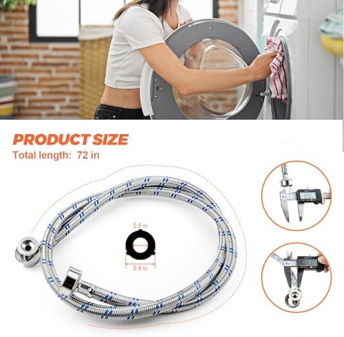 6FT Washer Stainless Steel Hoses - Image 5