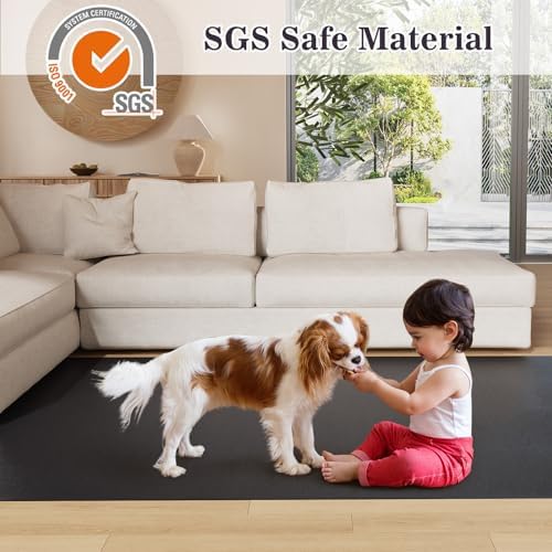 8'×10' Black Floor Mat for Under Kitchen Table, Waterpoof Floor Protector - Image 3