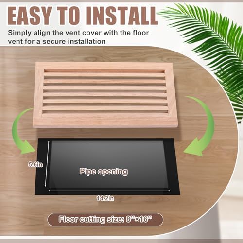 Weysat 2 Pcs 8 x 16 Inch Oak Hardwood Air Return Vent Cover Unfinished - Image 4