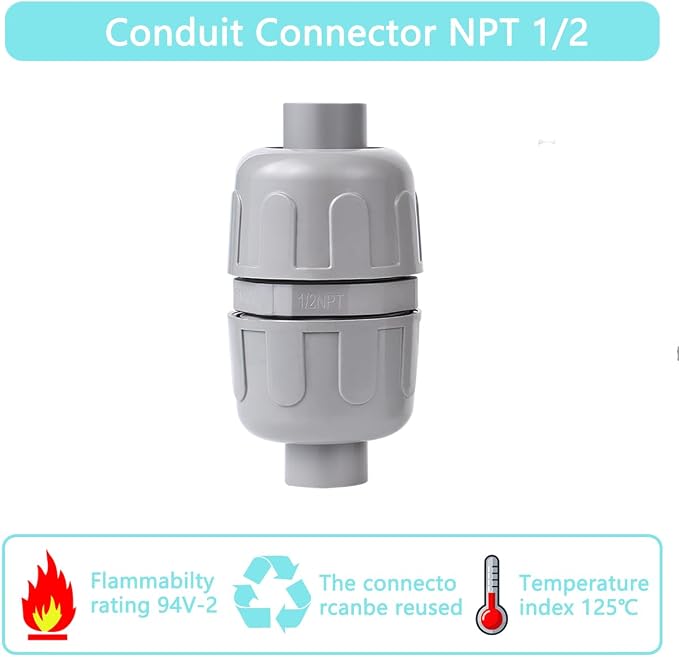 NPT 1/2 Double Conduit Liquid-Tight Connector Straight | Extend Repair Conduit - Image 5