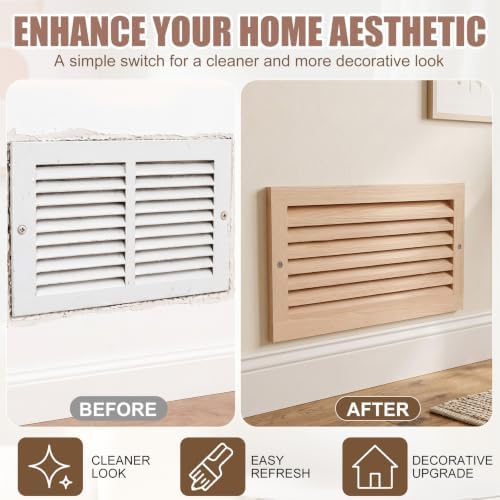 Weysat 1 Pcs 8 x 14 Inch Oak Hardwood Air Return Vent Cover - Image 4