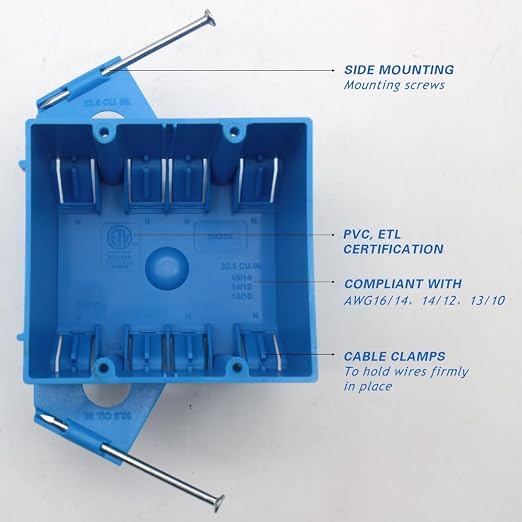 2-Gang PVC New Work Switch/Outlet Wall Electrical Box, 32 cu in - Image 5