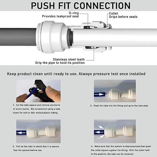 Malida 1/4" OD to 1/4" OD push fit straight union quick connector - Image 3