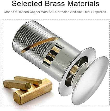 1 1/4 Brushed Nickel Sink Drain, Bathroom Pop Up Drain - Image 6