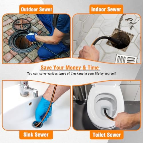 50FT Sewer Jetter Kit for Pressure Washer, 1/4" NPT Corner Drain Cleaner Hose - Image 3